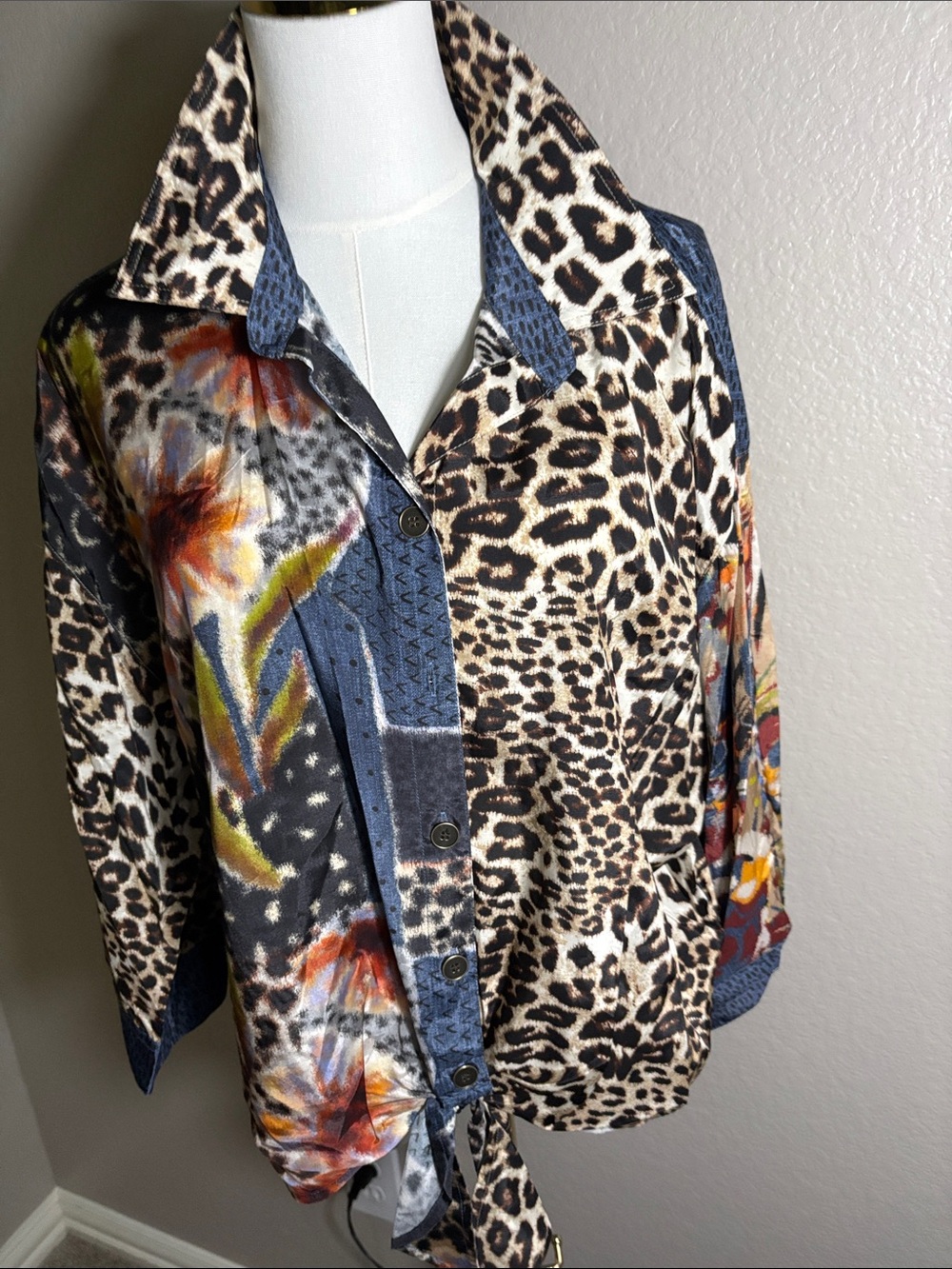 John Mark Multicolor Leopard & Floral Button-Front Jacket